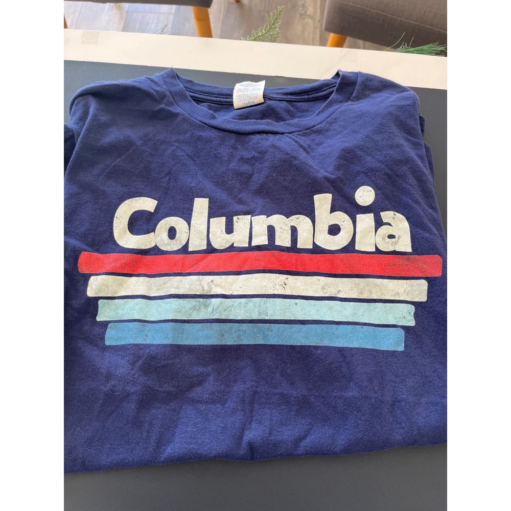 Port & Company Columbia Graphic T Shirt Navy Blue XL Ring‎ Spun Cotton